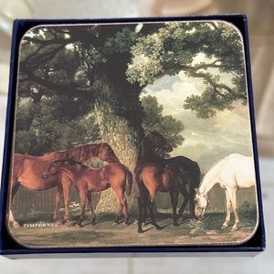 🐎"Grazing Horses" Coasters by Pimpernel. Set of 6.  New in Box.